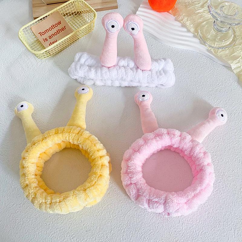 Korean Cute Snail Plush Headband - Creative Cartoon Hair Tie for Face Washing