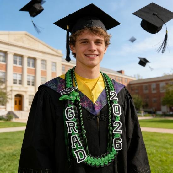 2026 Graduation Leis And Honor Cord Set Handmade 4-Braided Ribbon Lei Necklace for Class of 2026 High School College Graduation Party Decor