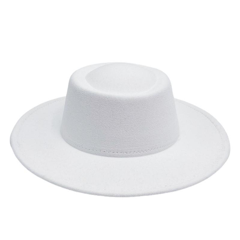 Formal Britishstyle Hat Wide Brim Flat Top Solid Color Winter Frenchinspired