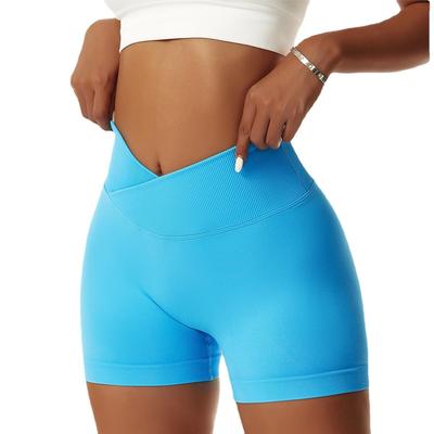 Pfirsichfarbene Gesäß-Yoga-Shorts, Stretch, hohe Taille, Laufen, Fitness-Shorts, enge, nahtlose Sport-Shorts für Damen