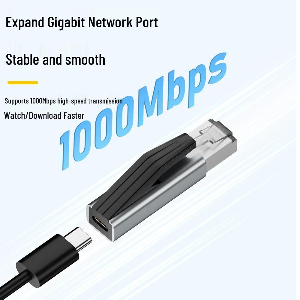 Type-C To RJ45 Gigabit Adapter - C Female To Ethernet Port Converter for Phones & Laptops