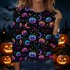 Women's Halloween Printed Pullover Sweatshirt Long Sleeve Crew Neck Top Casual Lightweight Soft Fabric Comfortable Fit