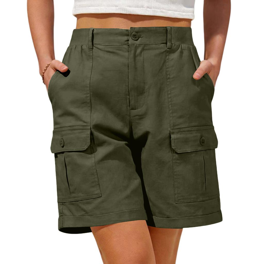 Shorts de randonnée pour femmes, légers, taille élastique, longueur genou, shorts cargo, shorts d'été décontractés pour le golf, Bermudas