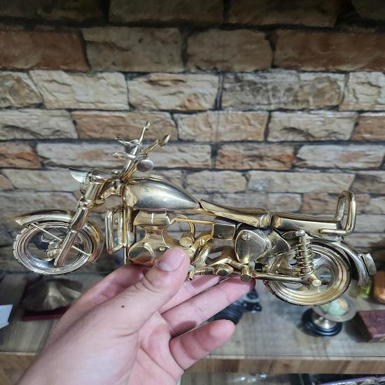 Handmade Pure Brass Bullet Motorcycle Sculpture Premium Heavy Weight Home Decor Unique Gift for Bikers  Model Working Wheels