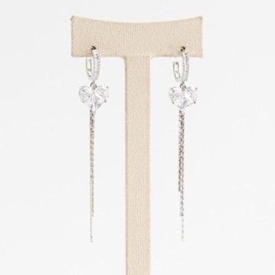 Women's Dress Silver Crystal Drop Earrings