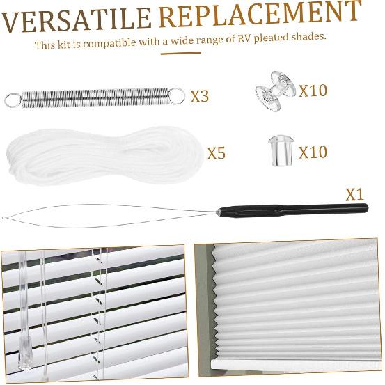 1Set Pleated Shade Repair Kit Honeycomb Blind Accessories for Window Shade Includes Threading Tool and Replacement Parts for Camper Blinds Repair
