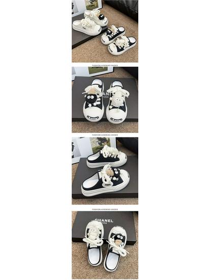 Women's 2025 Summer Korean Style Flat Canvas Slip-On Slippers