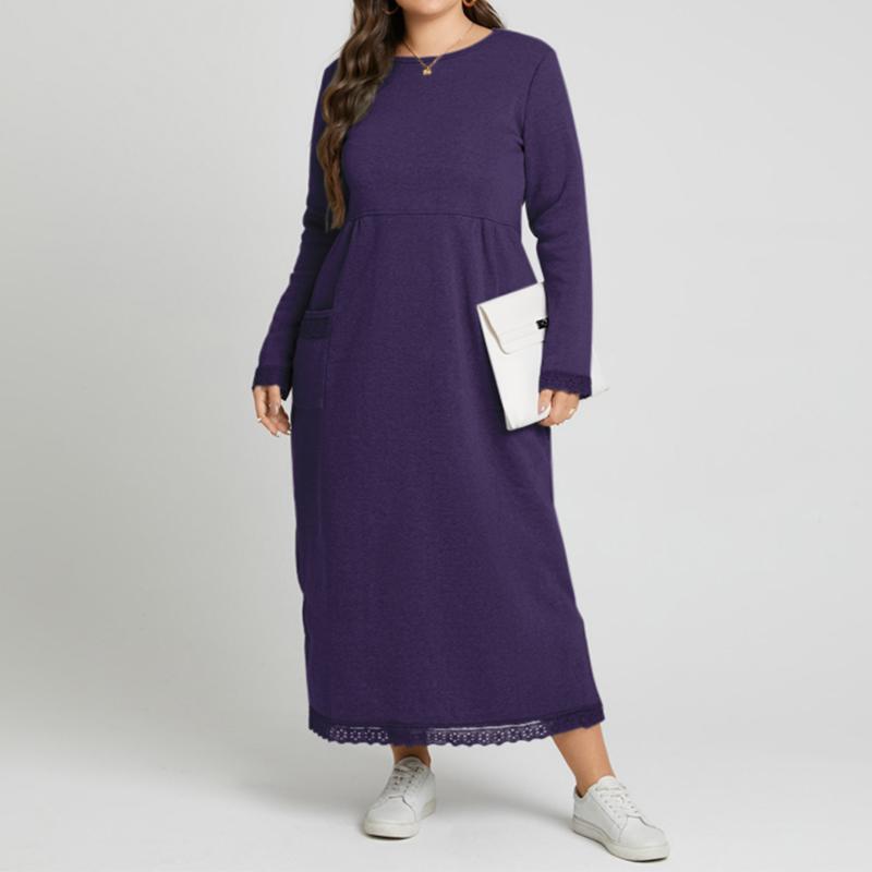 

Жіноча мереживна сукня-пуловер з довгим рукавом FZH 4XL фіолетовий