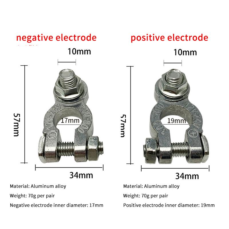 Car Battery Terminal Clamp 1 Pair Screw Connector Positive and Negative Poles Corrosion Resistant for Universal Auto Application