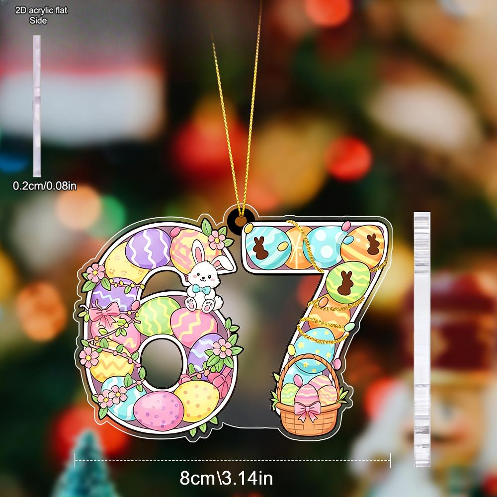 Acrylic Easter Hanging Ornament with Adorable Easter Bunny & Easter Eggs Pattern - Unique 67 Pendants, Drops & Finials - Ideal Easter Gift for Friend 