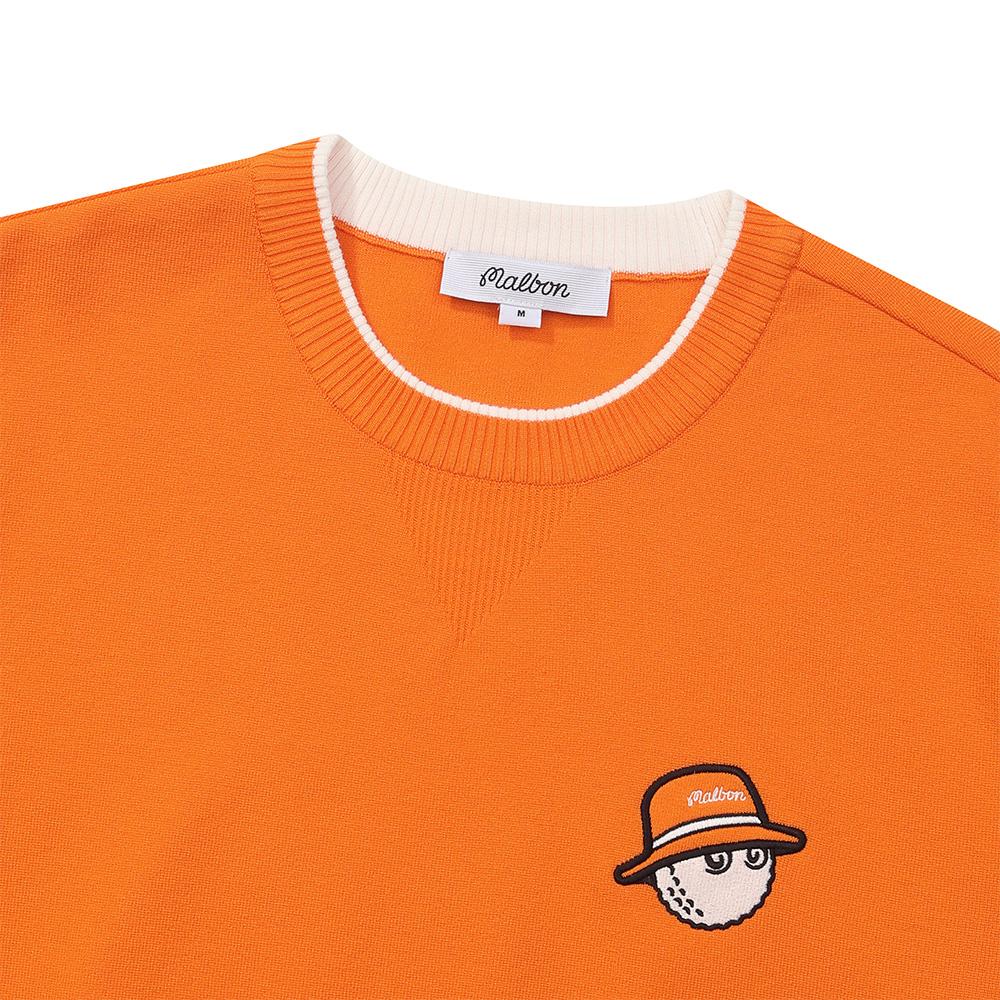 MALBON GOLF Basic Round Sweater Orange (Man)