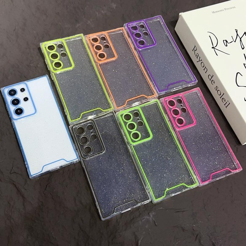 

Ночной светящийся блестящий прозрачный чехол для Samsung Galaxy S24 S22 Ultra Plus S23 S21 Fe светящийся квадратный мягкий чехол из ТПУ Samsung S24 серый