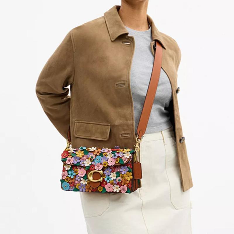 COACH Tabby 26 Floral Applique Detachable Shoulder Strap Calf Leather Crossbody Shoulder Bag Medium Women's Multicolor