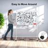 Rolling Whiteboard with Stand, Mobile Magnetic Dry Erase Board On Wheels, Adjustable Height