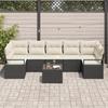 Canapé de Jardin 8 Pièces avec Coussins Noir Rotin Poly, Canapé de Jardin 2 Places avec Rangement et Coussins Noir Rotin 3354966