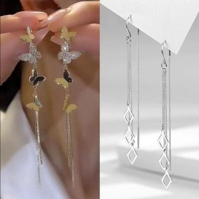 Boucles d'oreilles à pampilles papillon, design de niche d'été, boucles d'oreilles de tempérament, nouvelles boucles d'oreilles 2024
