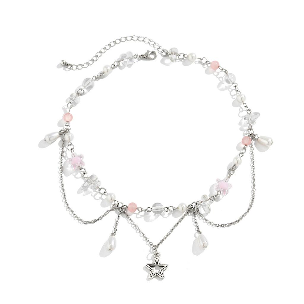 Chic Star Charm Necklace Star Chain Necklace Star Pendant Necklace Beaded Necklace Neck Jewelry for Different Styles