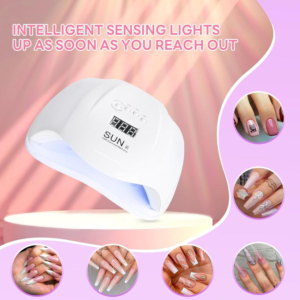 YIKOOLIN 54W UV LED Nagellampe Mit 36 Lampen Schnelltrocknender Nagellacktrockner Mit 4 Timer-Optionen für DIY-Nagelkunst Und Gel-Nägel
