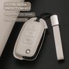 KTDJ9 Leather Car Key Cover Case Protection Shell Keychain For Skoda Octavia A5 kodiaq Fabia Scala Karoq Superb Kamiq Rapid Yeti