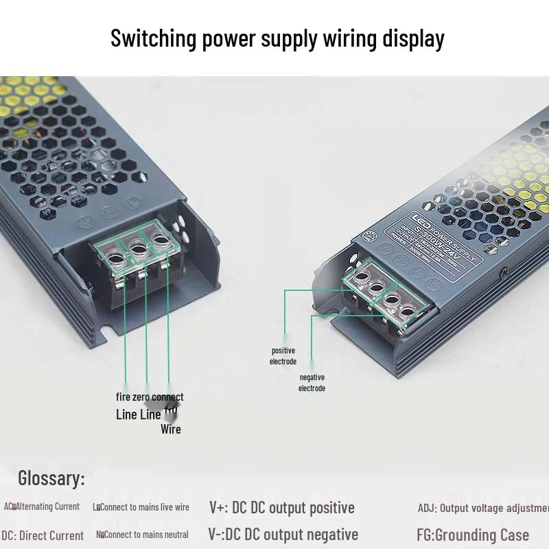 Ultra-Thin LED Power Supply for Light Strips: 220V To 24V/12V Silent Transformer for Advertising Displays.