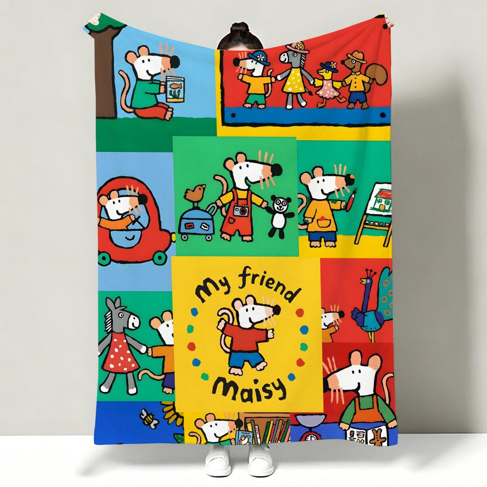 Cartoon M-Maisy M-Mouse Throw Soft Warm Flannel Throw Blanket, Multi-use for Sofa Bed Office Nap
