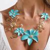 N11118 Personality Trend Enamel Drip Glaze Flower Pendant Necklace Internet celebrity ins Wind Hollow Petal Necklace