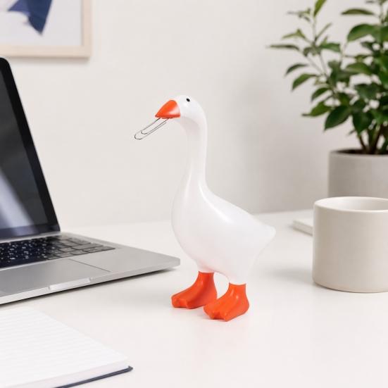 Magnetic White Goose Desk Ornament, Creative Resin Home Decor, Fun Decorative Craft for Living Room & Office, Ideal Gift for Animal Lovers