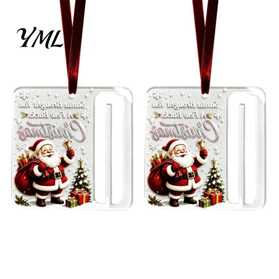 Customizable Holiday Gift Holders 2Pcs Christmas Cash Holder Ornament, Acrylic Money Hanging Decor with Santa Claus Ornaments Snowman Design,