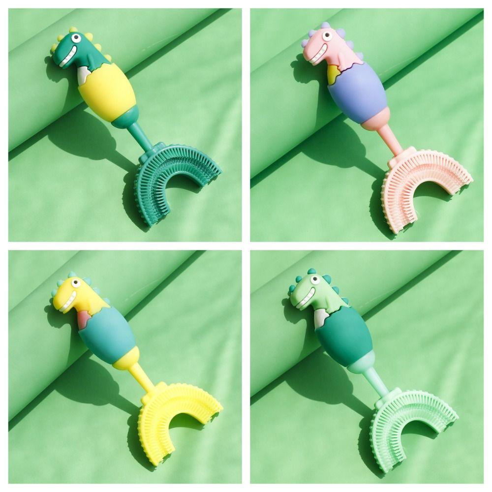 360 Degree U-shaped Tooth Brush Soft Children Teeth Cleaning Dinosaur Baby Toothbrush  Boy Girl