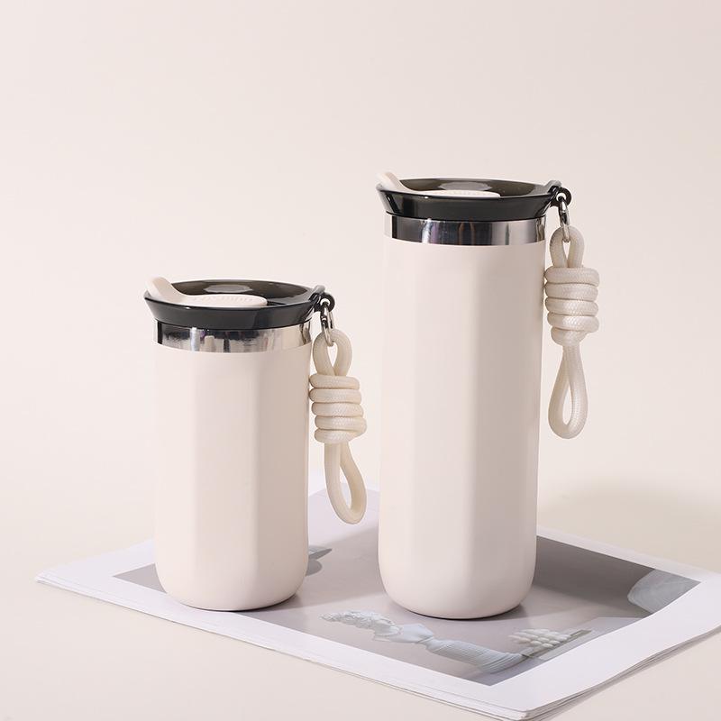 304 Stainless Steel Vacuum-Insulated Travel Coffee Cup with Lanyard for Hot and Cold Drinks