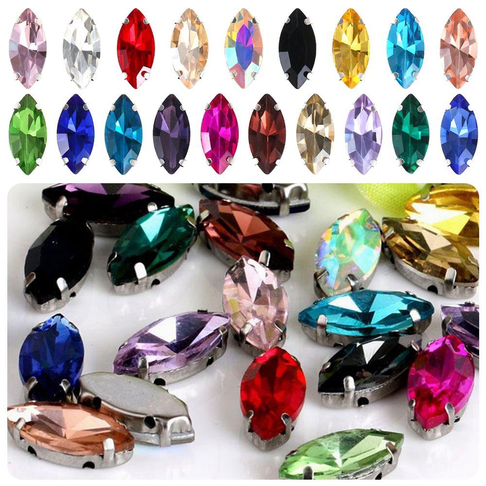 

50Pcs/Pack With Silver Claw Glitter Sewing Rhinestones Diamond Beads Ornament For Needlework 50Pcs Color 16