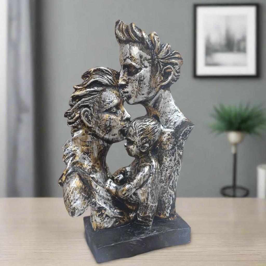 Mother & Father with Child Family Couple Love Statue Showpiece Idol for Home Living Room Decor Decoration & Gifting