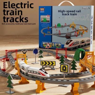 Plastic Train Toys Set 7Styles Assembly Puzzle Railcar Children's Electric Train with Track