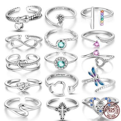 100% Real Copper Rings Open Infinite Symbol Love Zircon Rings Luxury Bands For Women Girls Party Gift Fashion