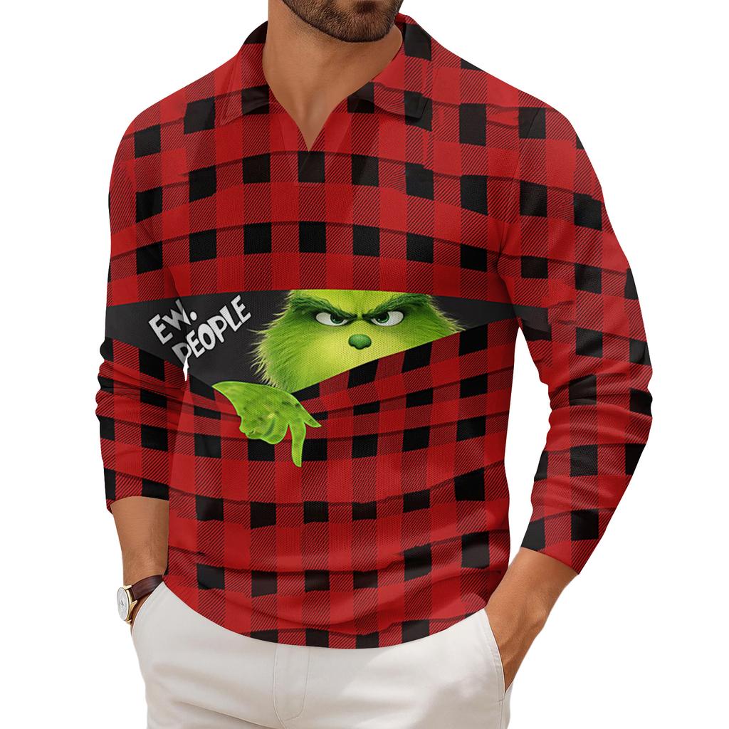 Men's Casual Collared Long-Sleeve Knit Base Layer Top