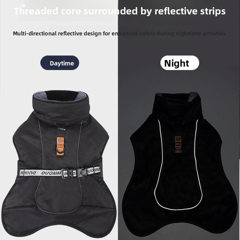 Thick Warm Reflective Dog Clothing Medium Large Dog Windproof Winter Dog Jacket Cold Proof Back Protection Fleece Pet Coat
