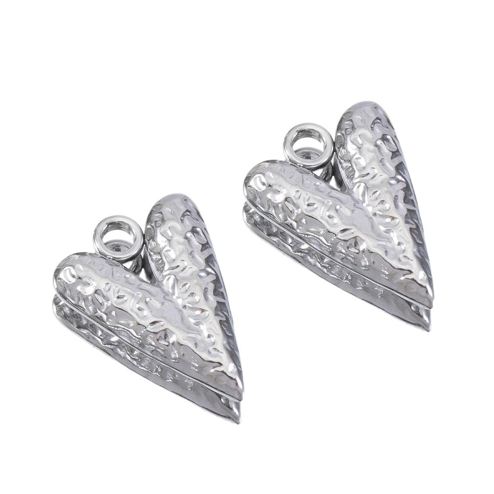 5pcs Stainless Steel Big Hole Love Heart Charms for Women Earrings Pendants Necklace Bracelets Jewelry Making Supplies Findings