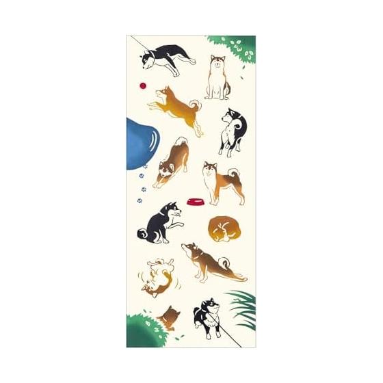 Kenema Tenugui Towel - Today's Shiba Inu - Chusen Dyed - Made in Japan - 100% Cotton - Approx. 35x90cm - 50281