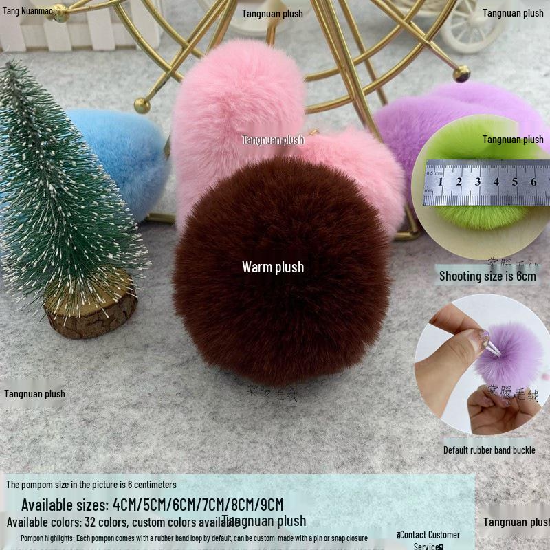 3cm 4cm 5cm Colored Imitation Rabbit Fur Pompon for Clothing, Bag Charms, Shoes & Hats DIY Decoration