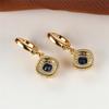 Blue Zircon Square Stone Hoop Earrings Female Luxury Crystal Wedding Earrings Vintage Gold Color Bridal Earrings for Women Gifts