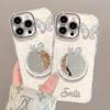 Porous Shell Pattern Round Mirror iPhone Case for 13/11/15 Pro/17 Pro Max with Butterfly Design