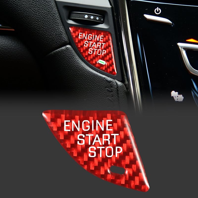 TOMALL Carbon Fiber Car Engine Start Stop Cover Sticker Compatible with Cadillac ATS ATS-L Engine Switch Power Ignition Cover Trim for Car Push Start