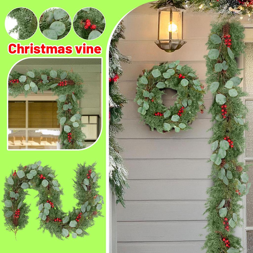 Christmas Decoration Soft Glue Leaves Simulation Door Hanging Simulation Rattan Wall Hanging