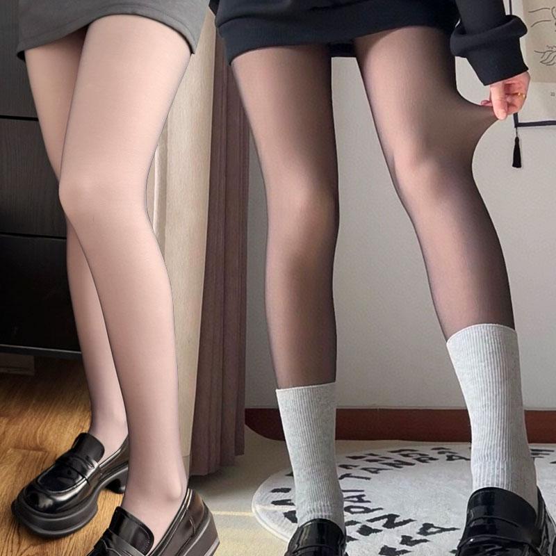 Fleece Velvet Thermo Stockings Winter High Waist Elastic Slim Translucent Pantyhose Thicken Thermal Tights Leggings