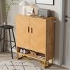 Modern, Minimalist Shoe Cabinet, Unique Wood Grain, Golden Iron Frame, Two-Door Storage Cabinet, Narrow Shoe Cabinet, Shoe Rack, Shoe Tipper,