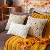 Decorative Pillow Case Embroidery Maple Leaves Pumpkin Pattern Pillow Cover Removable