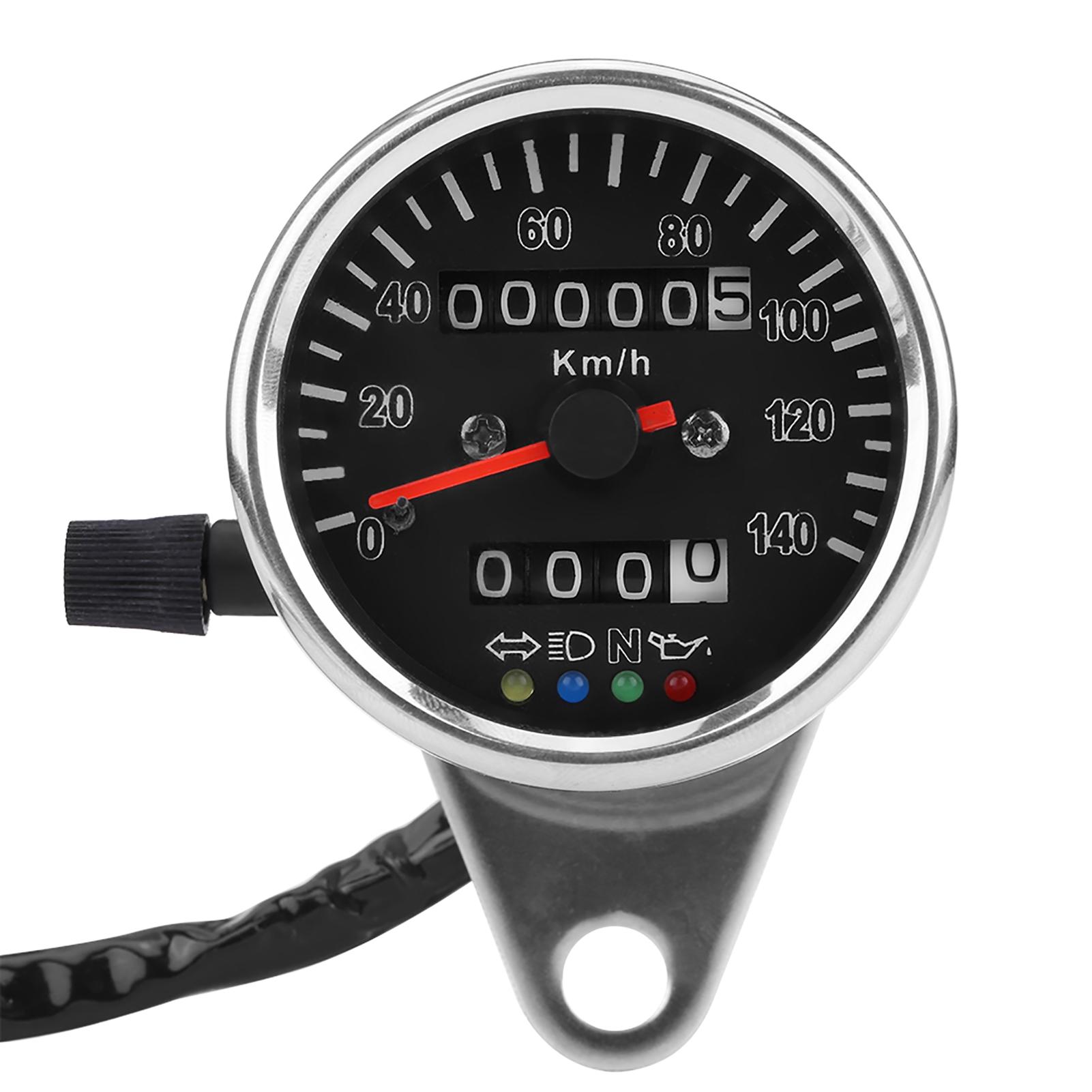 

65mm Black Face LED Mechanical Motorcycle Speedometer Odometer Gauge with Indicator