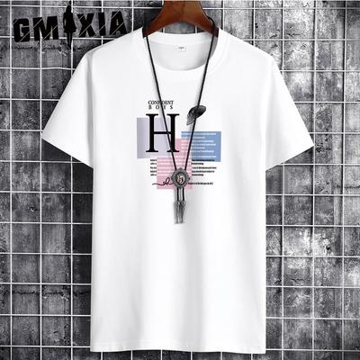 Baumwoll Kurzarm T-Shirt Herrenmode Lockeres Halbarmhemd Bedruckt