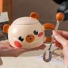 Creative Cartoon Bear Ceramic Cup With Lid Household Breakfast Children'S Couple Cup High Value Gift