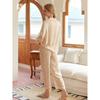24 New Peter Pan Collar Women's Rayon Satin Floral Print Pajamas Suit Long Sleeves Pants Can Be Outerwear Homewear
